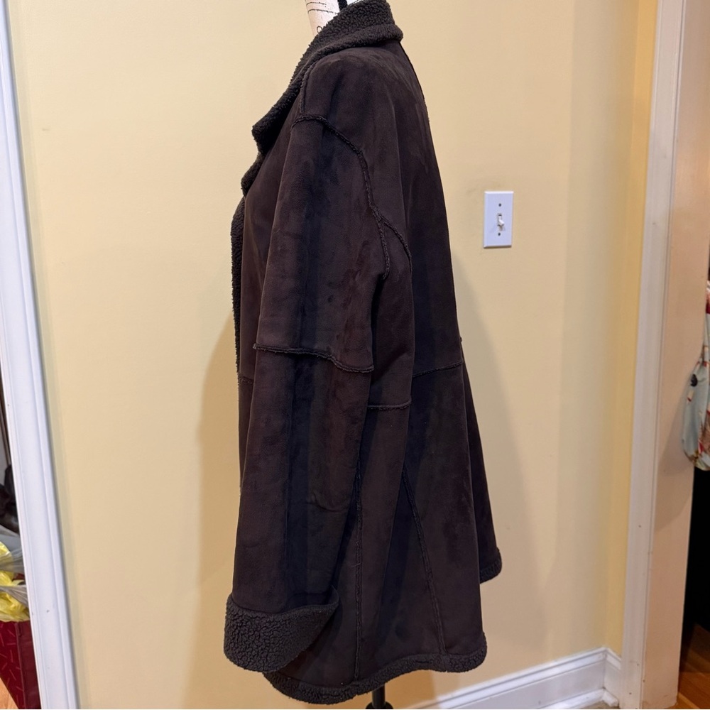 Weatherproof Women's Dark Brown Faux Suede Coat, XL - Picture 2 of 8